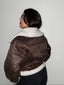 Chaqueta cropped café de mujer, estilo Zara, forrada en chiporro, fit oversize y abrigadora para invierno – Kadenkas