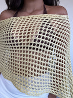 bolero tejido calado de algodón color amarillo para mujer estilo boho capa ligera verano
