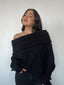 Sweater negro tejido para mujer con diseño off-shoulder suave y cómodo kadenkas.com