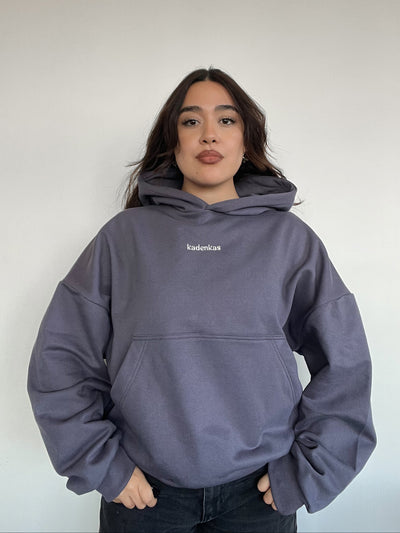 POLERÓN HOODIE GRIS - OVERSIZE CON GORRO LOGO BORDADO