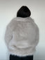 Abrigo gris peludo para mujer con cuello solapa, suave, elegante y abrigador kadenkas.com