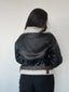 Chaqueta negra café tipo cazadora para mujer con chiporro, cinturón y cuello alto kadenkas.com