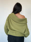 Sweater pistacho tejido para mujer con diseño off-shoulder, suave y elegante kadenkas.com
