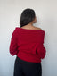 Sweater rojo tejido para mujer con diseño off-shoulder suave y cómodo kadenkas.com