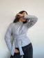 TOP KYOTO GRIS - POLERA CON LAZOS MANGA LARGA DE ALGODÓN