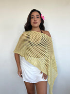 bolero tejido calado de algodón color amarillo para mujer estilo boho capa ligera verano