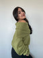 Sweater pistacho tejido para mujer con diseño off-shoulder, suave y elegante kadenkas.com