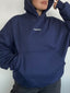 (PRE-VENTA) POLERÓN HOODIE AZUL MARINO - OVERSIZE CON GORRO LOGO BORDADO