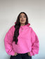 POLERÓN HOODIE ROSADO - OVERSIZE CON GORRO LOGO BORDADO