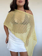 bolero tejido calado de algodón color amarillo para mujer estilo boho capa ligera verano