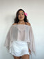 top bolero crema con brillo para mujer capa ligera estilo verano boho