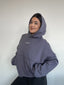 POLERÓN HOODIE GRIS - OVERSIZE CON GORRO LOGO BORDADO