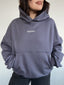 POLERÓN HOODIE GRIS - OVERSIZE CON GORRO LOGO BORDADO
