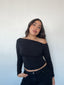 Polera negra off-shoulder para mujer, ajustada, elasticada, manga larga y cómoda kadenkas.com