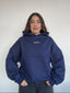 POLERÓN HOODIE AZUL MARINO - OVERSIZE CON GORRO LOGO BORDADO