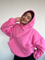 POLERÓN HOODIE ROSADO - OVERSIZE CON GORRO LOGO BORDADO