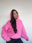 POLERÓN HOODIE ROSADO - OVERSIZE CON GORRO LOGO BORDADO
