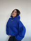 POLERÓN HOODIE AZUL REY - OVERSIZE CON GORRO LOGO BORDADO