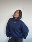 (PRE-VENTA) POLERÓN HOODIE AZUL MARINO - OVERSIZE CON GORRO LOGO BORDADO