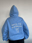 POLERÓN HOODIE CELESTE - OVERSIZE CON GORRO LOGO Y ESPALDA BORDADO