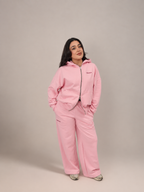PANTALÓN DE BUZO RECTO LOGO BORDADO - ROSADO