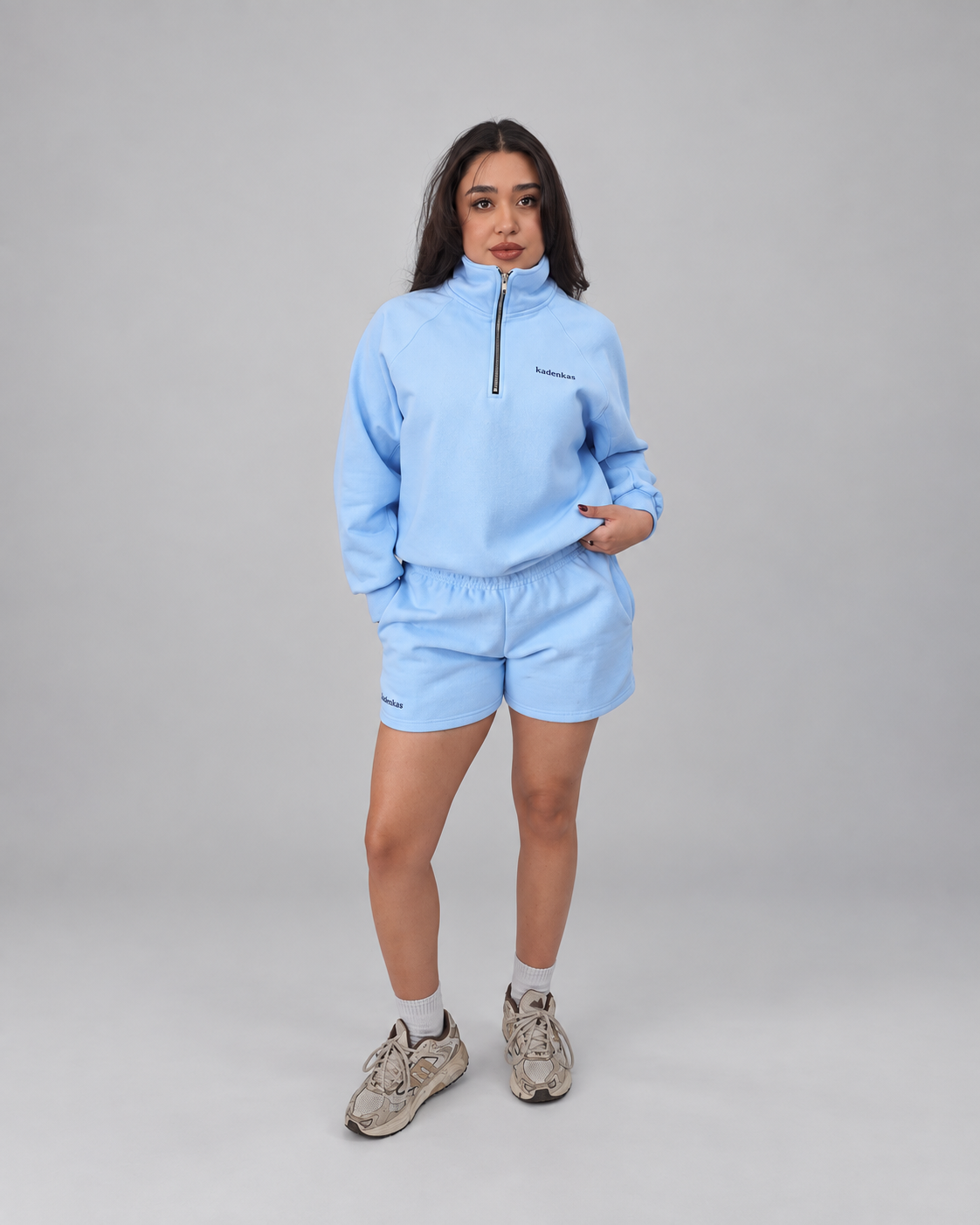 SHORT DE BUZO LOGO BORDADO - CELESTE