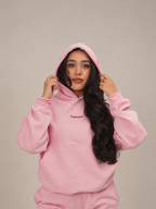 POLERÓN HOODIE CANGURO LOGO BORDADO - ROSADO