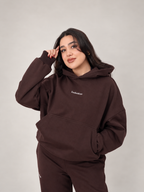 POLERÓN HOODIE CANGURO LOGO BORDADO - CAFÉ