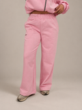 PANTALÓN DE BUZO RECTO LOGO BORDADO - ROSADO
