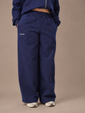 PANTALÓN DE BUZO RECTO LOGO BORDADO - AZUL MARINO