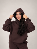 POLERÓN HOODIE CANGURO LOGO BORDADO - CAFÉ