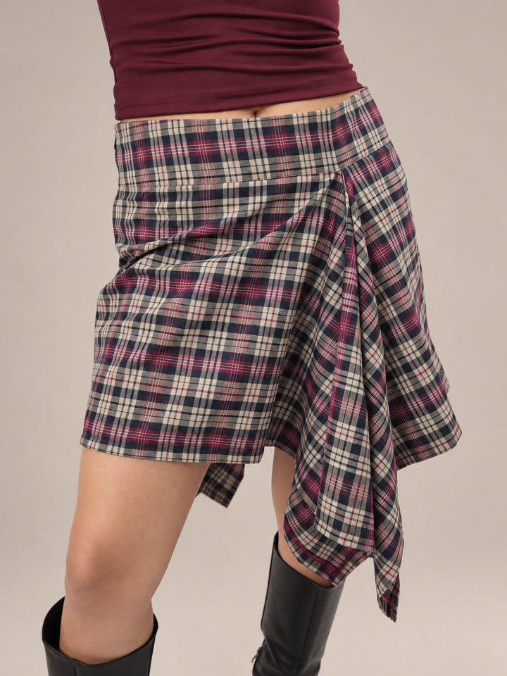 FALDA ATELIER - CUADROS BURDEO