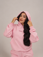 POLERÓN HOODIE CANGURO LOGO BORDADO - ROSADO