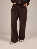 PANTALÓN DE BUZO RECTO LOGO BORDADO - CAFÉ