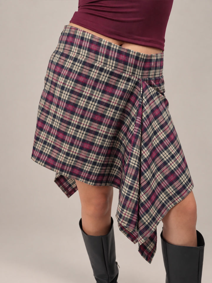 FALDA ATELIER - CUADROS BURDEO