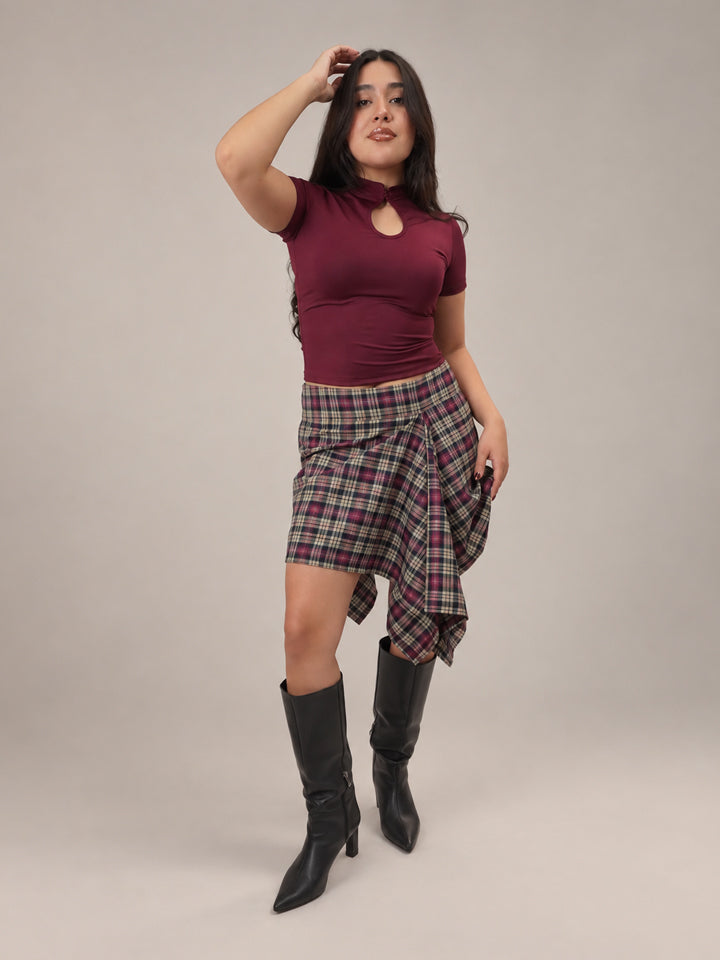FALDA ATELIER - CUADROS BURDEO