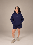 POLERÓN HOODIE CANGURO LOGO BORDADO - AZUL MARINO