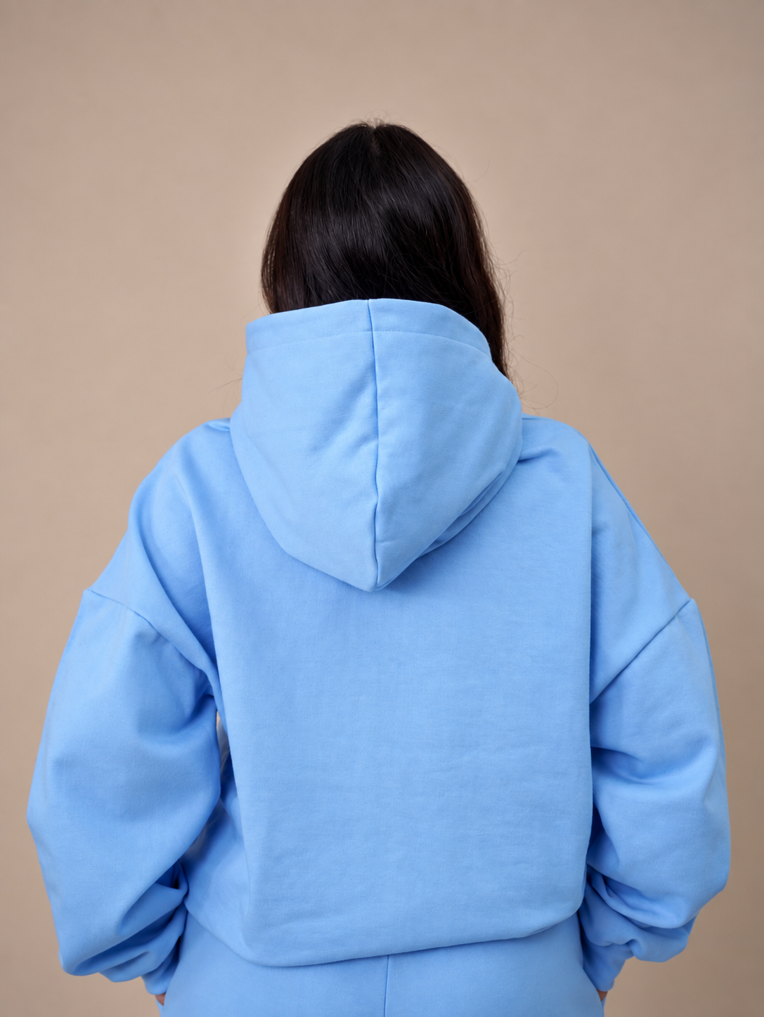 POLERÓN HOODIE CANGURO LOGO BORDADO - CELESTE