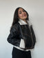 CHAQUETA CAZADORA ZARA NEGRA/CAFÉ
