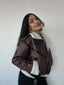 CHAQUETA CAZADORA ZARA CAFÉ/NEGRO