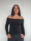 TOP LUNA NEGRO - POLERA MANGA LARGA OFF SHOULDER AJUSTADA