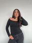 TOP LUNA NEGRO - POLERA MANGA LARGA OFF SHOULDER AJUSTADA