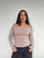 TOP LUNA BEIGE - POLERA MANGA LARGA OFF SHOULDER AJUSTADA