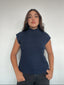 SWEATER HANNAH AZUL - CHALECO DE ALGODÓN DE CUELLO ALTO