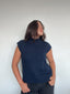SWEATER HANNAH AZUL - CHALECO DE ALGODÓN DE CUELLO ALTO
