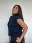 SWEATER HANNAH AZUL - CHALECO DE ALGODÓN DE CUELLO ALTO