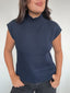 SWEATER HANNAH AZUL - CHALECO DE ALGODÓN DE CUELLO ALTO