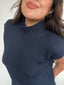 SWEATER HANNAH AZUL - CHALECO DE ALGODÓN DE CUELLO ALTO