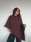 SWEATER CHARLOTTE CAFÉ - PONCHO ASIMÉTRICO MANTA DE ALGODÓN