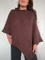 SWEATER CHARLOTTE CAFÉ - PONCHO ASIMÉTRICO MANTA DE ALGODÓN